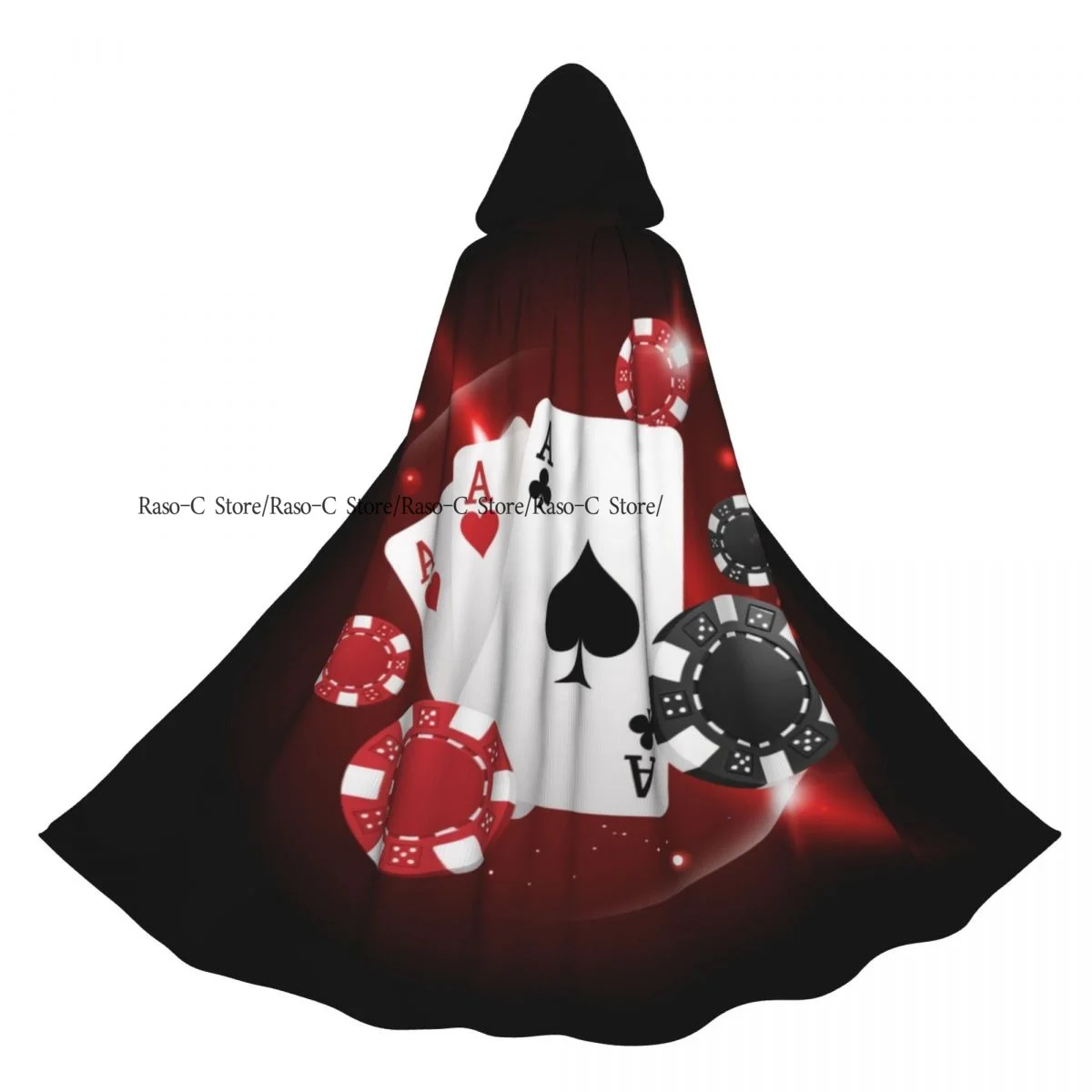 

Плащ с капюшоном, унисекс, плащ с капюшоном, полный Ace Poker с полосатым черным фоном, плащ, накидка ведьмы вампира, костюм для косплея