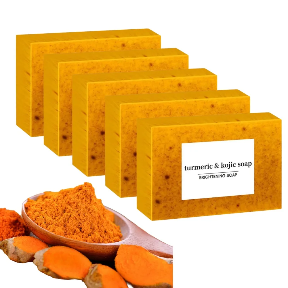 100g Turmeric Hand Made Soap, Lemon Kojic Acid Soap, Shower and Facial Soap body care 1/3/5pcs