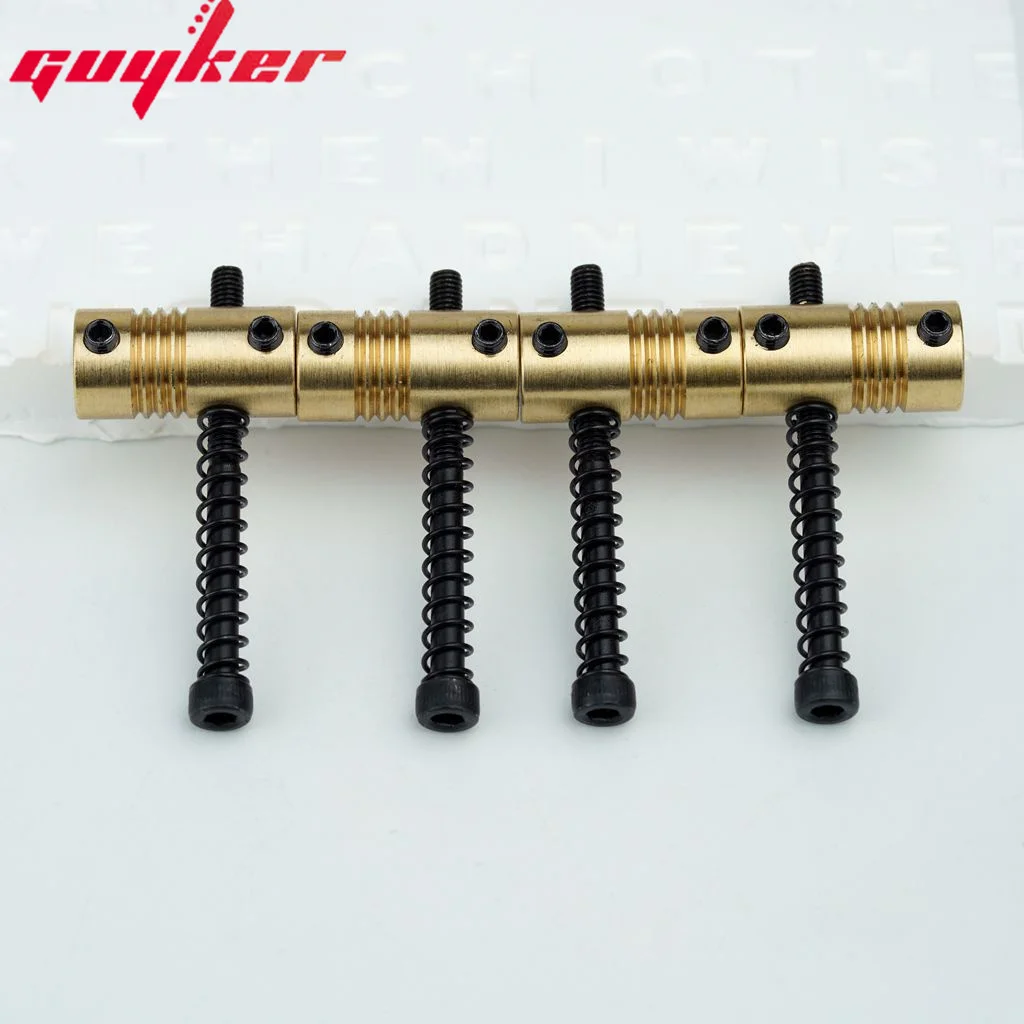 4 Pcs Highgrade String Pitch 19mm Brass Compensated Saddles Set with Wrench Highgrade Replacement Part for Electric Bass