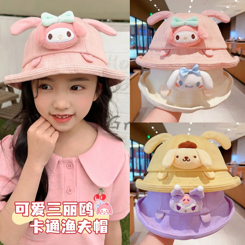 Sanrio Kuromi Cinnamoroll Cartoon Childrens Fishermans Hat Anime Girl Hat Toy Cute All Match Sunscreen un Hat Gift For Childrens