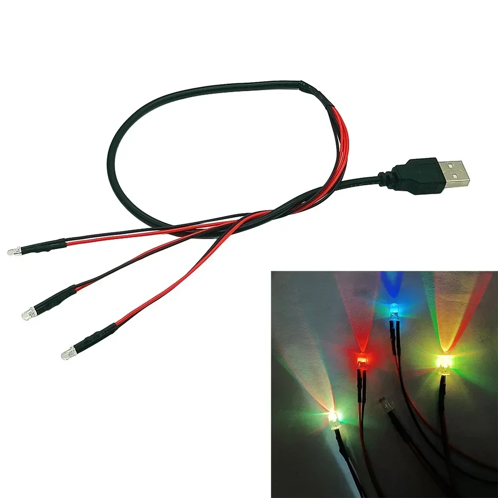 LED USB Port with Wired Light Group Atmosphere Night Light Manual Light Source Red, Green, Blue and White  Strips