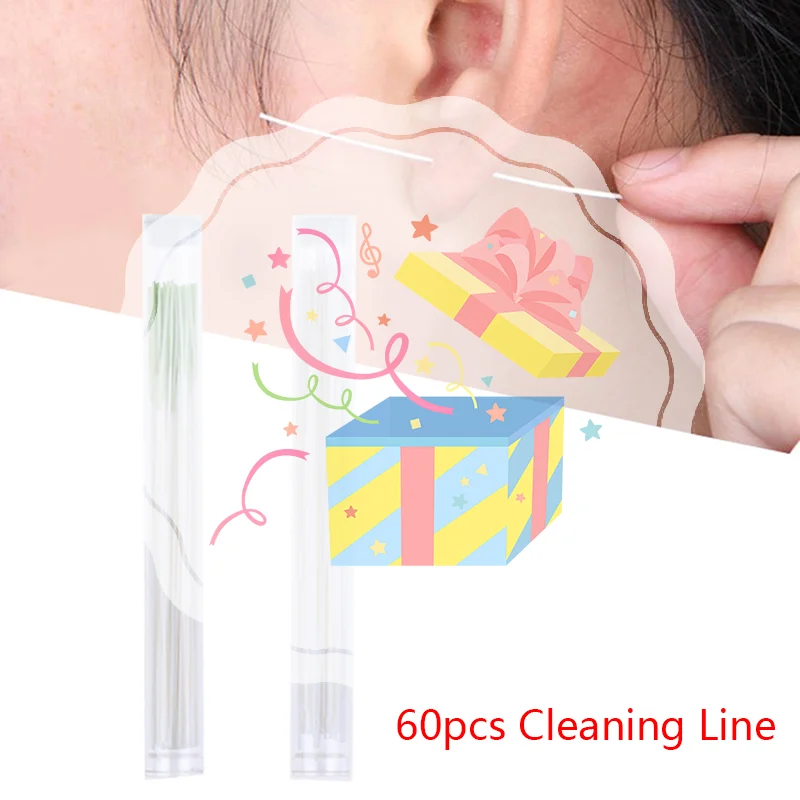 60 قطعة من منظف ثقب الأقراط وتطهير أسلاك الأذن وثقب خط التنظيف