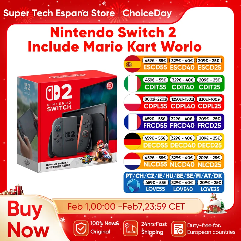 【Marka+】Nintendo Switch 2 z Mario Kart World NS2 Przenośna Konsola do Gier 7,9-calowy Ekran LCD 1080P Magnetyczna Konstrukcja NS2 Nintendo Switch
