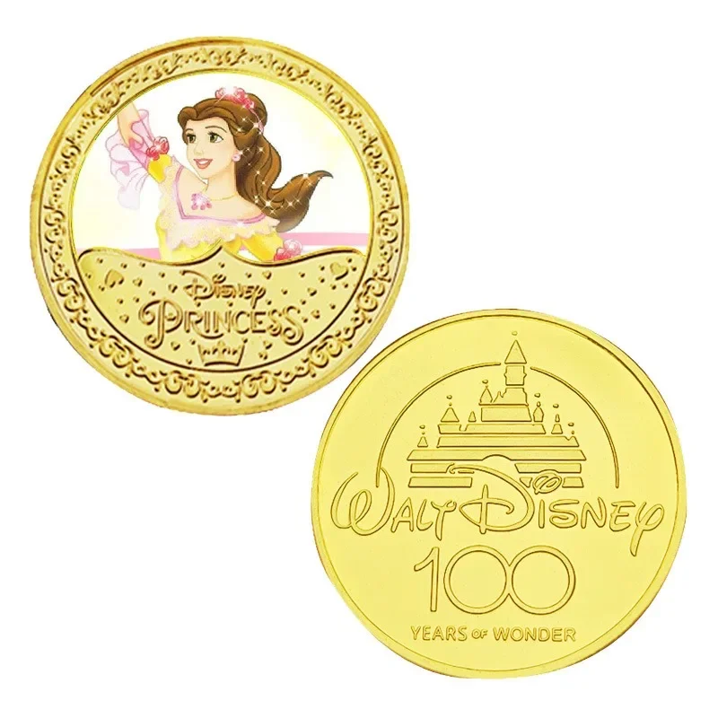 Disney New Style Princess Bell Commemorative Coin Beauty and Beast Cartoon Movie Metal Character Lucky Coin Collection Gift