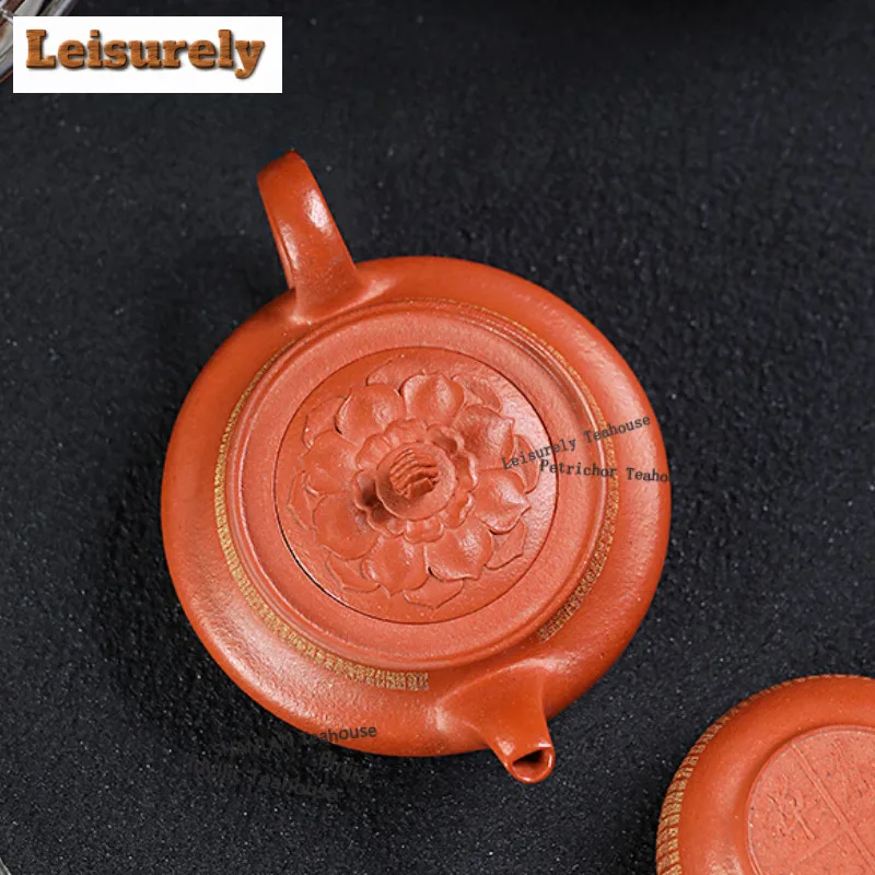 170ml Antique Yixing Purple Clay Teapots Handmade Gold Drawing Pot Raw Ore Zhu Mud Tea Soaking Kettle Chinese Zisha Tea Set Gift