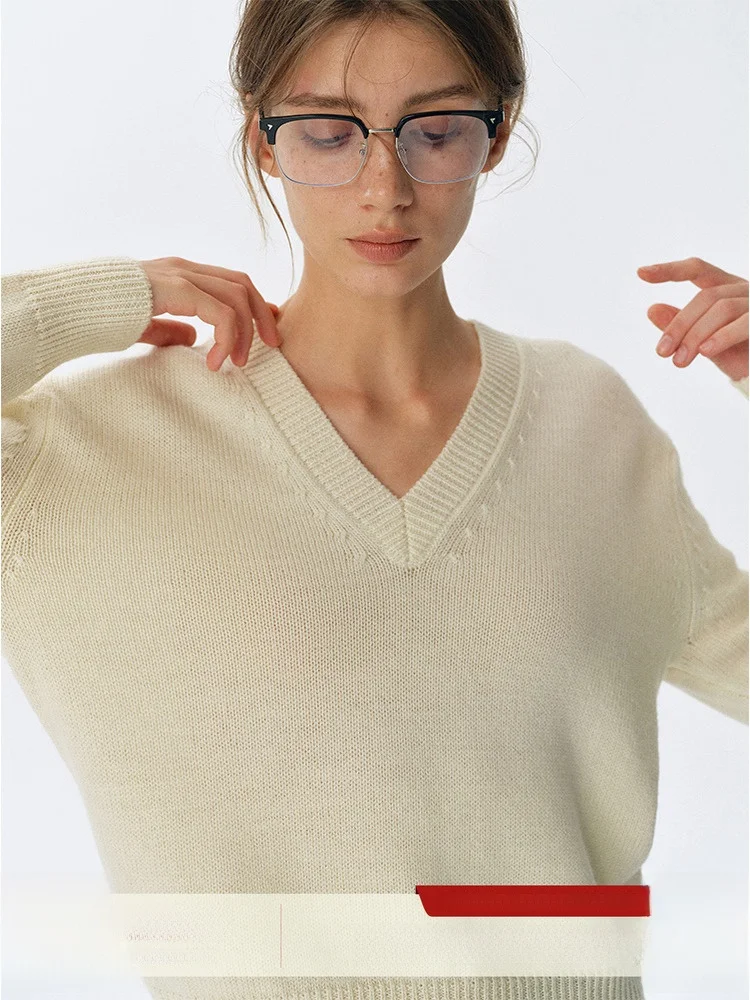 

Who Peach 00 шерстяной пуловер V-Ne, вязаный свитер, женский однотонный простой длинный топ све, новинка 2023 года, Sle