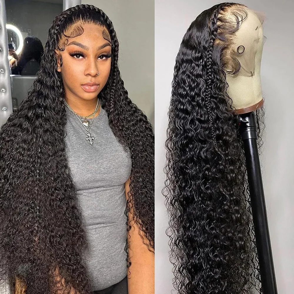 

Water Wave Lace Front Wigs Human Hair Pre Plucked 13x4 HD Lace Front Wigs Human Hair 180% Density Deep Curly Wig Frontal