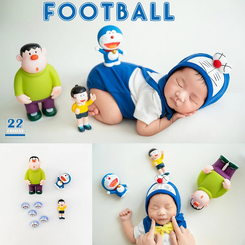 

Cartoon Newborn Clothing For Photo Doraemon Theme Photography Props Cute Tinker bell Shoot Deconation Baby Overalls Hat Outfit