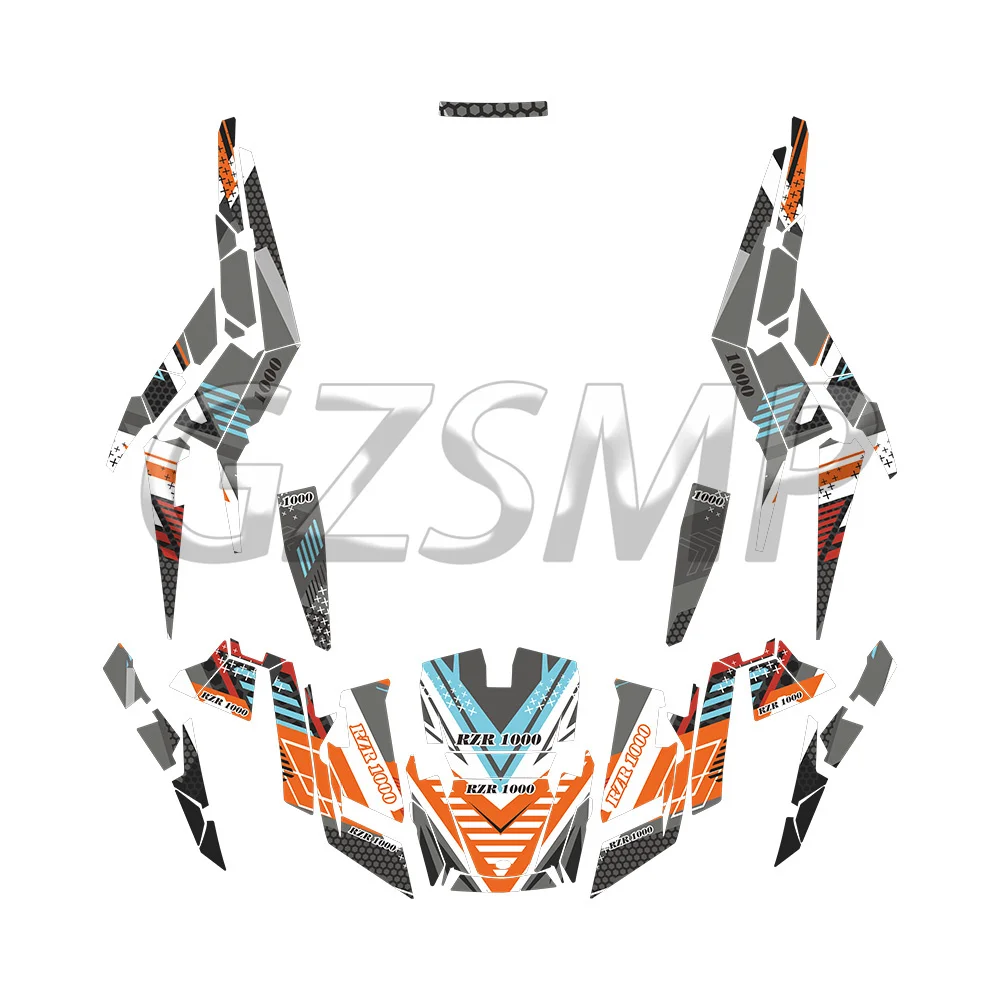 Fit For POLARIS RZR 1000 TURBO 2014 2015 2016 2017 2018 2019 UTV Background Graphics Decals Stickers Custom Number Name 5