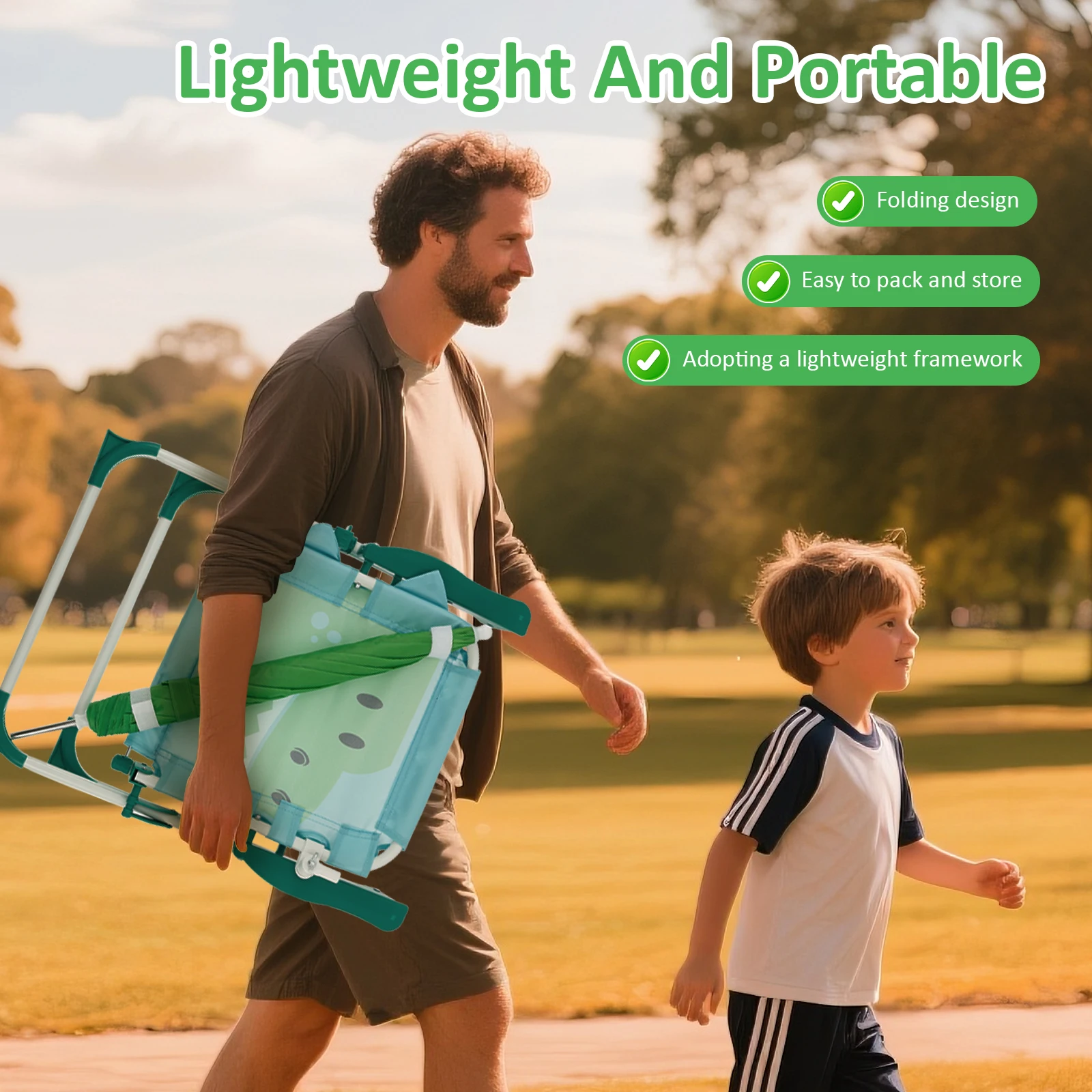 Kids Folding Beach Chair With Sun Umbrella Outdoor Lightweight Travel Picnic Child Camping Chair Wind Resistant Beach Lounger image 3