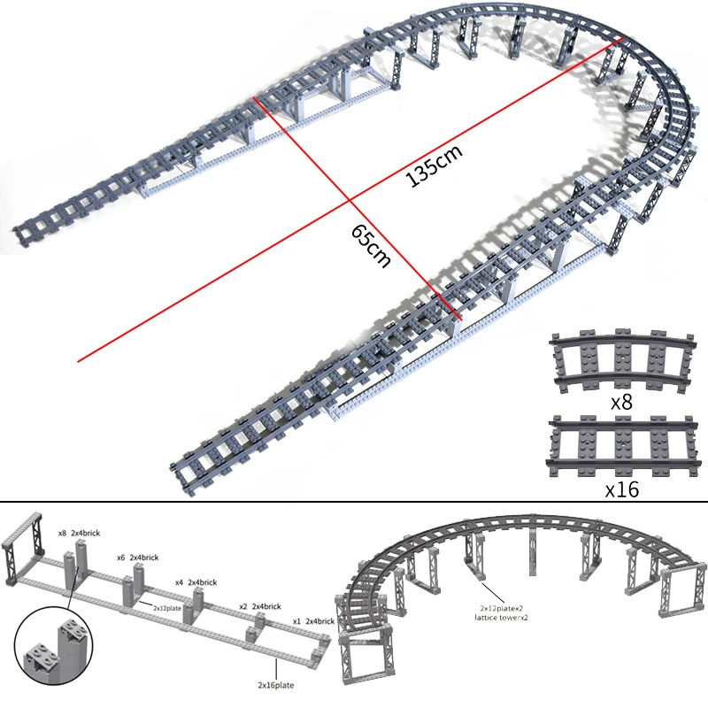 Stadstreinen Flexibele tracks Gevorkte rechte gebogen zachte rails Spoorschakelaar Bouwsteenbakstenen Kinderen DIY High-tech creatief speelgoed