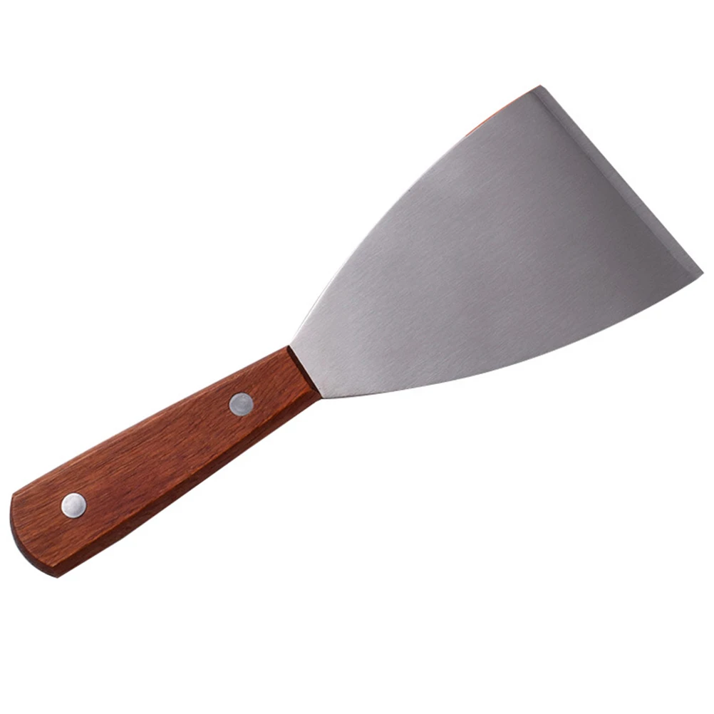 

2Pcs Beveled Spatula Stainless Steel Wood H Kitchen Tool for Steak Pizza Pancake Baking Shovel Practical Home Restaurant