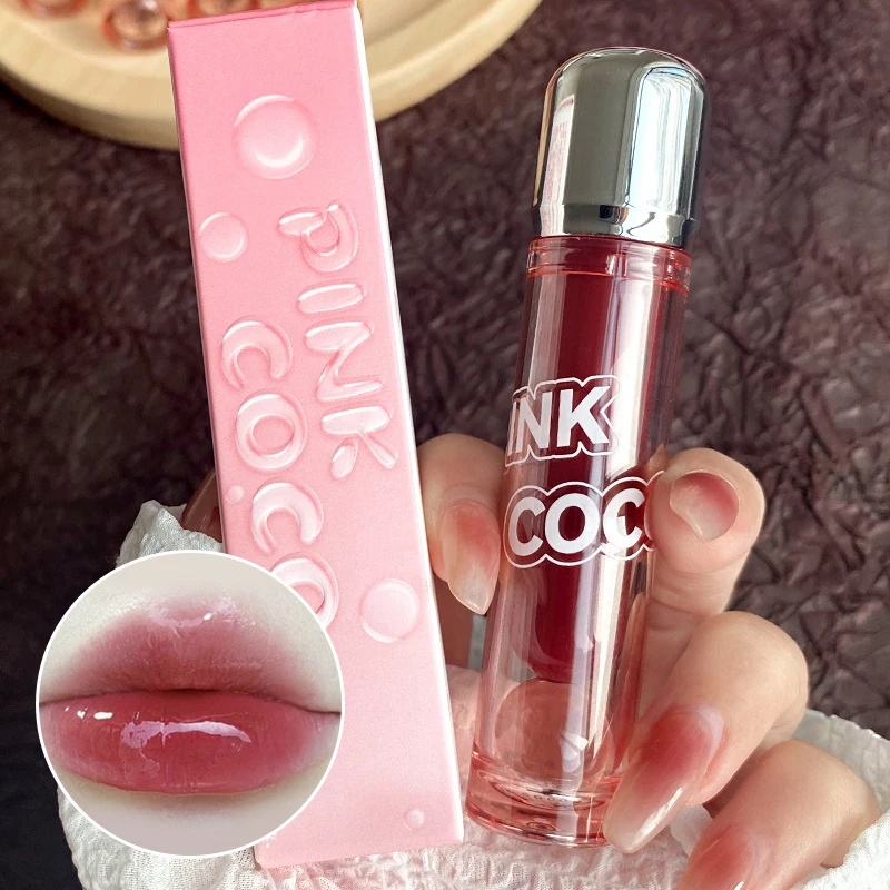 Transparent Water Beads Mirror Lip Glaze Mirror Clear Water Light Whitening Lip Glaze Moisturizing and Moisturizing Lip Honey