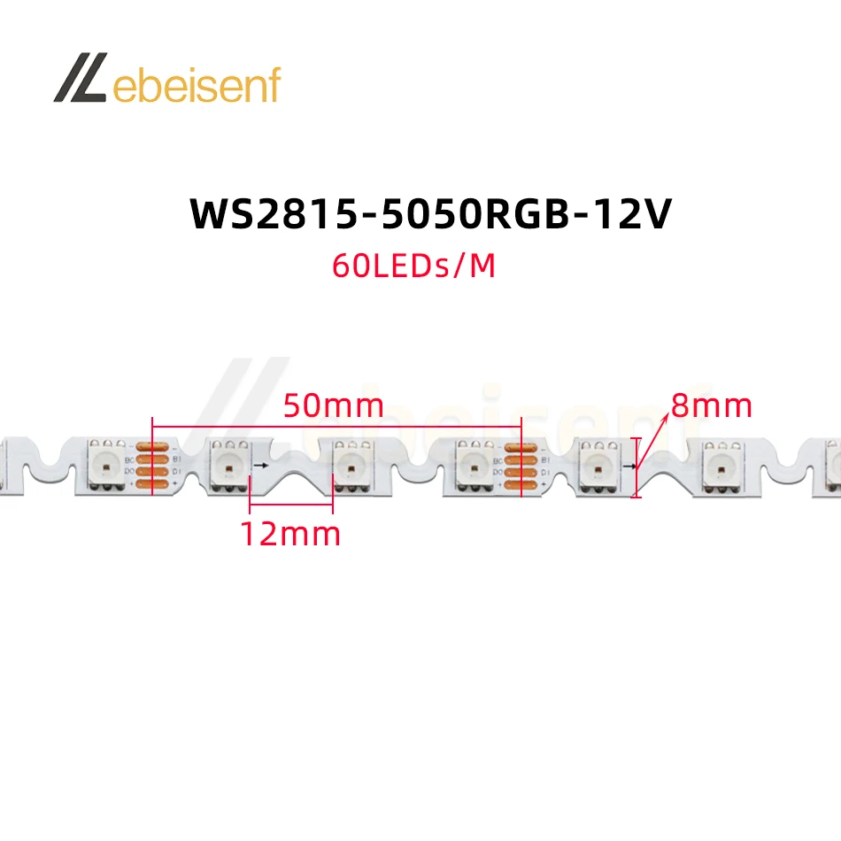 8mm wąski typ S giętki składany WS2815 LED magiczny kolorowy pasek światła kontynuacja przerwania światła RGB 60 pikseli/M lampa elastyczna taśma