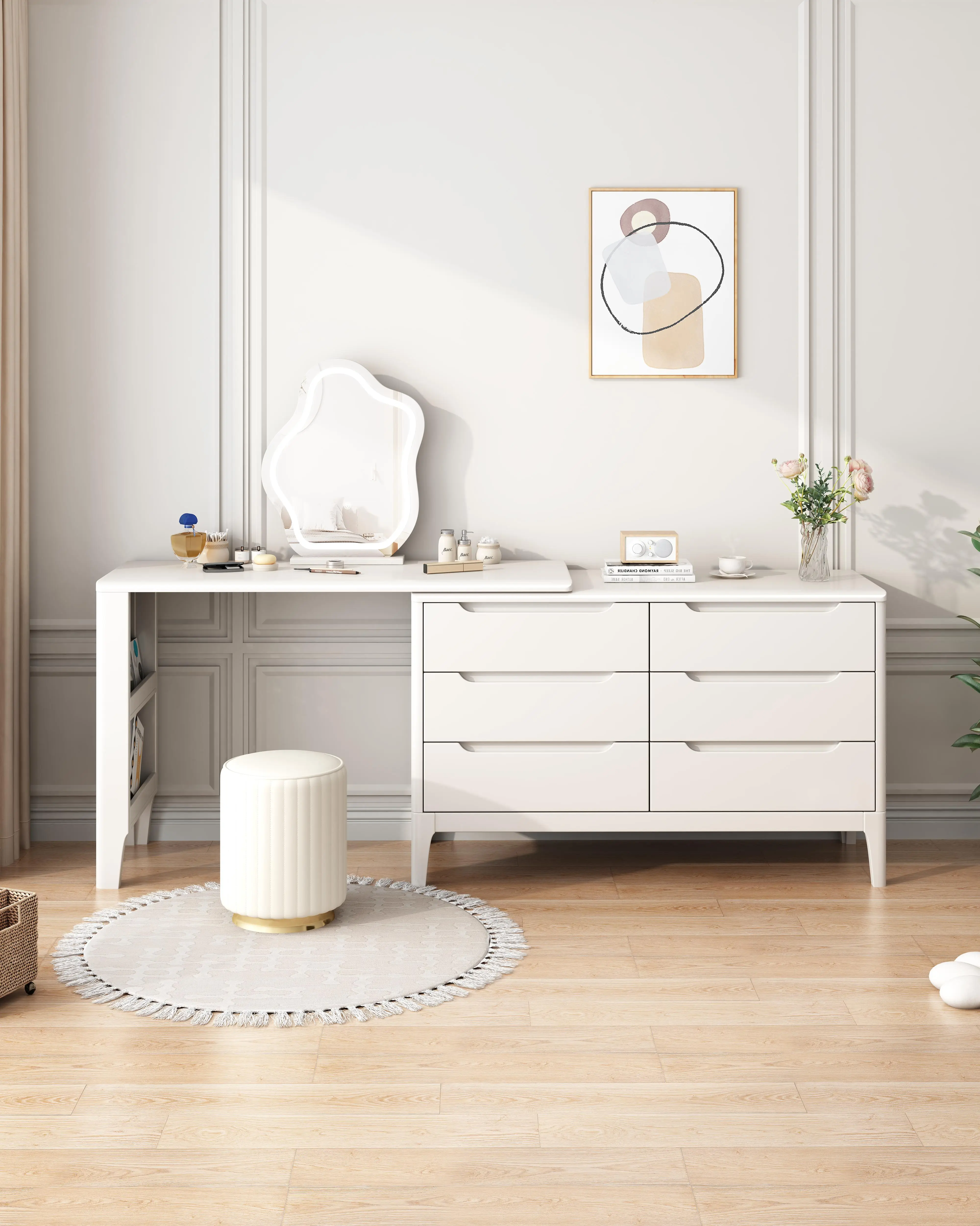 

Factory Hot Selling Modern Wooden Kids Dressing Table With Mirror and One Drawer Bedroom Furniture Dressing Tablepromote sales