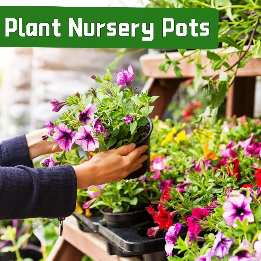 60 قطعة أواني الحضانة النباتية الأواني البلاستيكية السوداء مع ثقوب الصرف حديقة زهرة الحاويات الشتلات وعاء لزراعة القطع تران #6