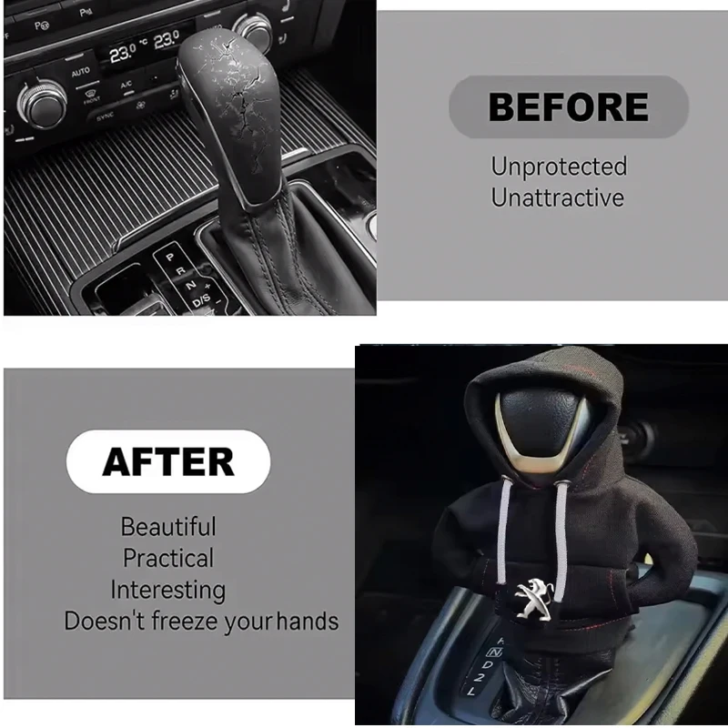 For Peugeot 208 3008 308 2008 207 107 508 607 106 406 407 307 206 301 408  Hoodie Car Gear Car Shift Lever Cover Gear Shift Knob view 2