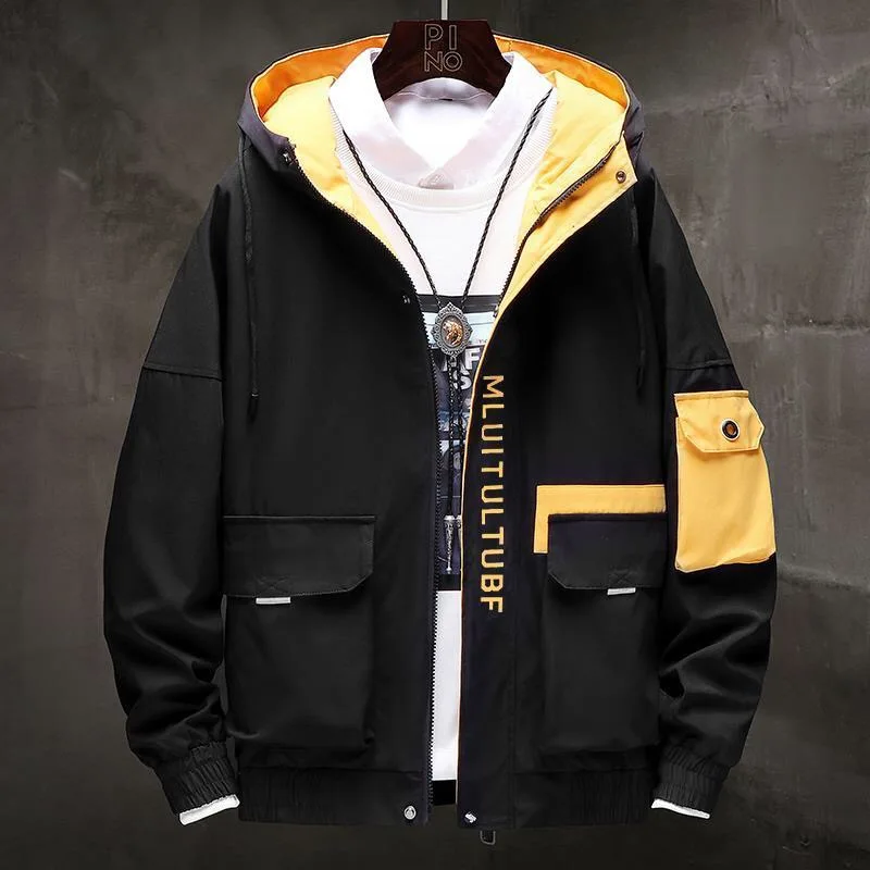 

Cargo jacket Spring and autumn hooded hardshell casual men's coat all-match sports jacket with large pockets jacket M-4XL