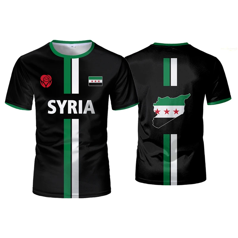 جديد سوريا كرة القدم جيرسي الرجال تي شيرت رياضي العلم السوري الجرافيك الشارع المتضخم رياضة بلايز عادية لكرة القدم تي شيرت الاطفال الهدايا