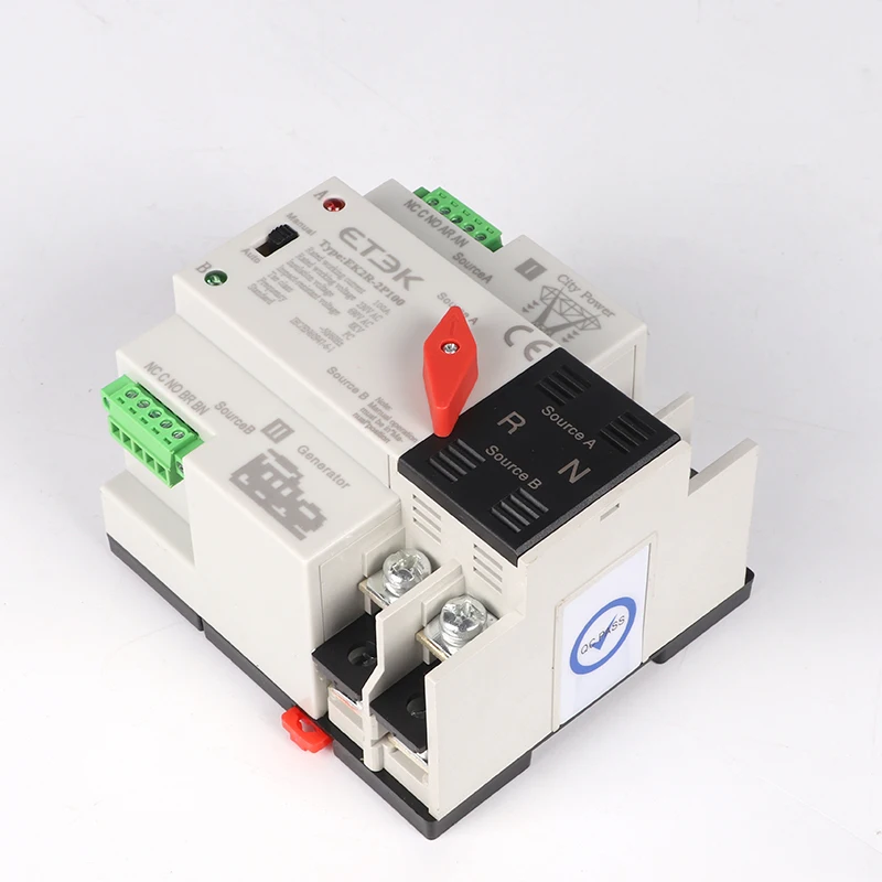 Imagem -04 - Etek-interruptor de Transferência Automática Dual Power 220v 2p 4p Din Rail Ats City Grid para Gerador Fonte de Alimentação e Inversor Ek2r