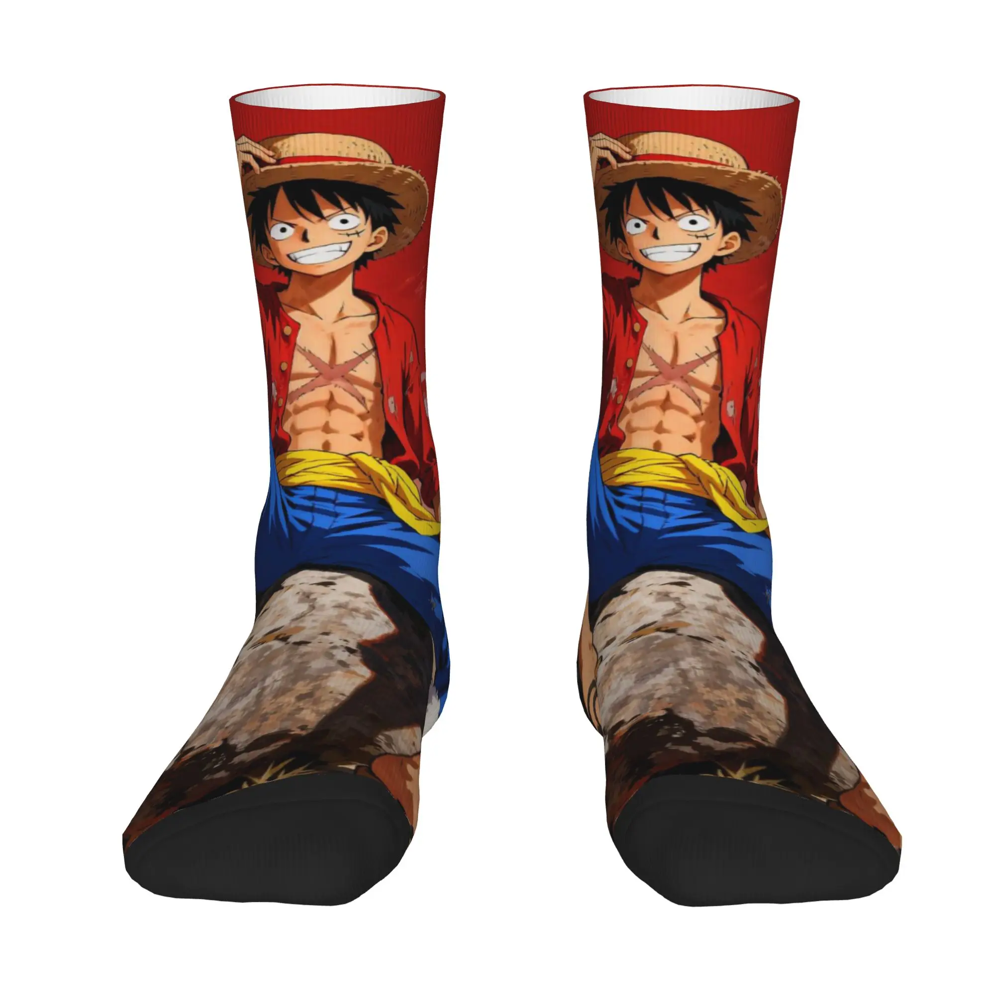 1 Pair Funny Sock One Piece Luffy (12) Hip Hop Seamless Pattern Printed Men Socks Novelty Men's Socks