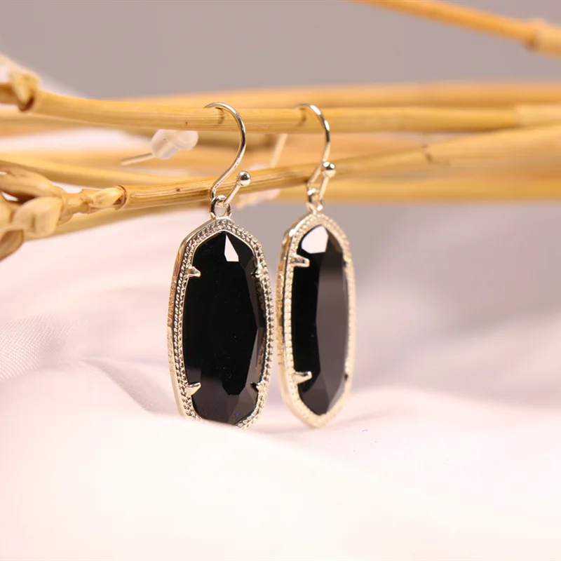 YEEVAA Dani Black Glass Gemstone Drop Dangle Earrings, Fashion Jewelry, Unique Gifts