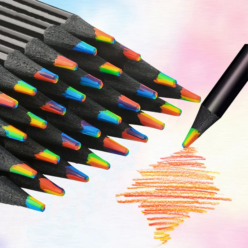 5/10 Pcs Colored Black Wood Pencils 7 Colors Concentric Gradient Crayons Rainbow Drawing Pencil for Sketching Doodling Painting