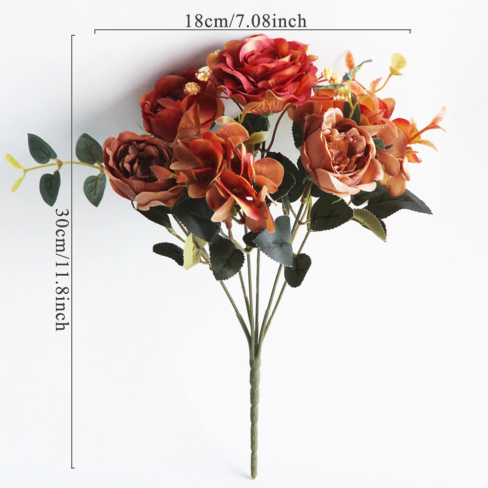 

2PCS Artificial Flower Peony Silk Hydrangea Roses Room And Living Room Home Garden Wedding Bride Bouquet Party Decorations