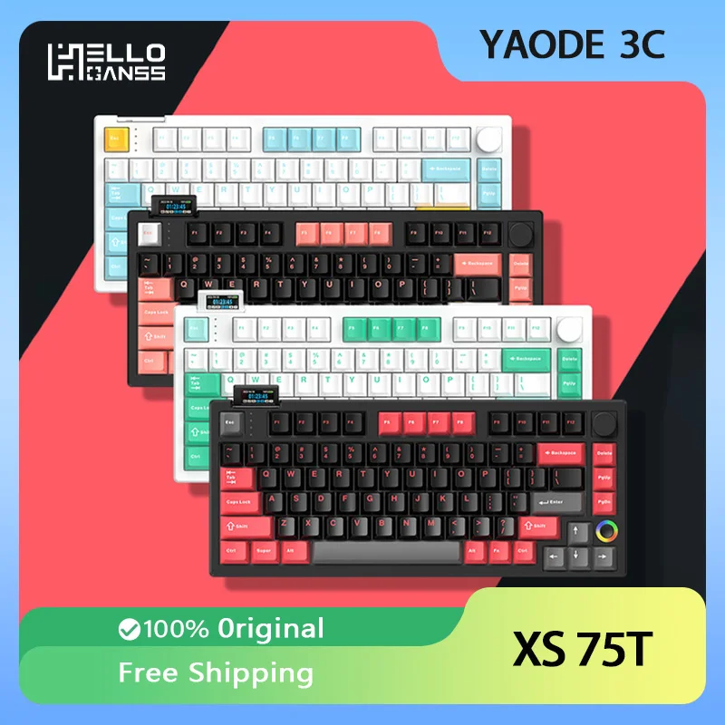 

Hello Ganss XS 75T Mechanical Keyboard Three Mode Customized RGB Backlight Hot Swap 75% Gaming Keyboard Pc Accessories