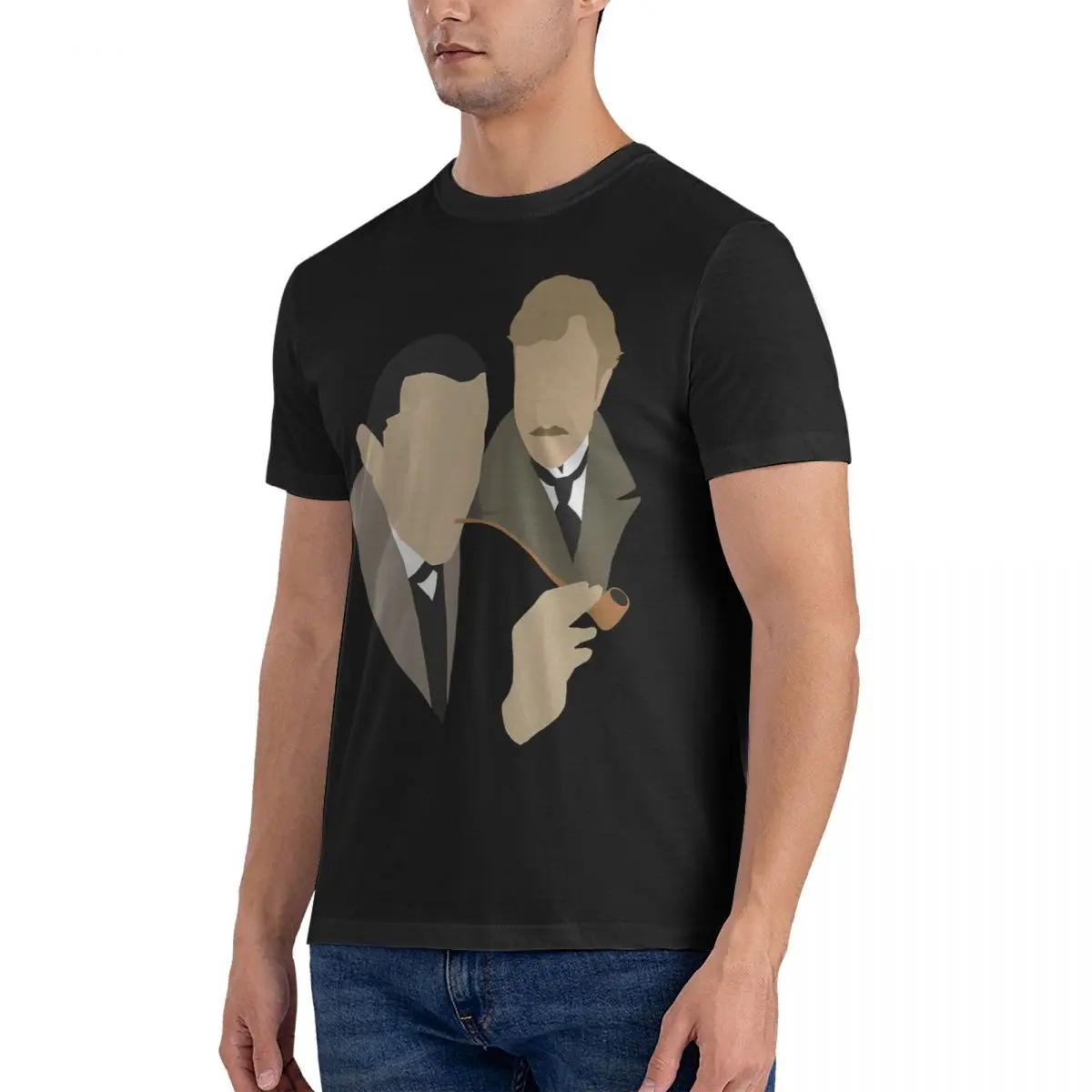 Men's T-Shirt Brett 'N Burke Leisure 100% Cotton Tees Short Sleeve S-Sherlock Holmes T Shirts Crewneck Clothes Printed