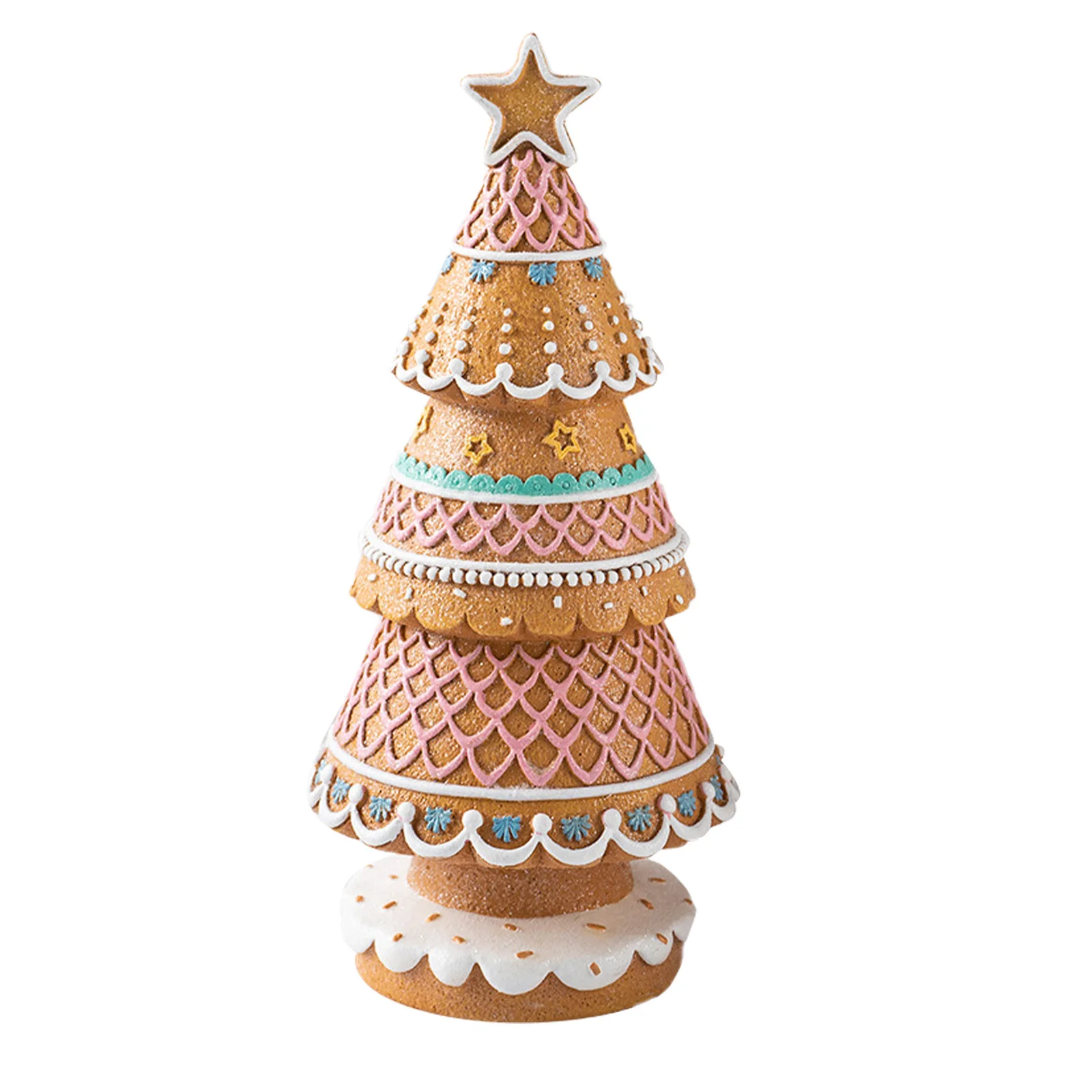 

Holiday Gingerbread Tree Resin Centerpiece for Christmas Tabletop Mantel Shelf Winter Party Display Festive Indoor Home