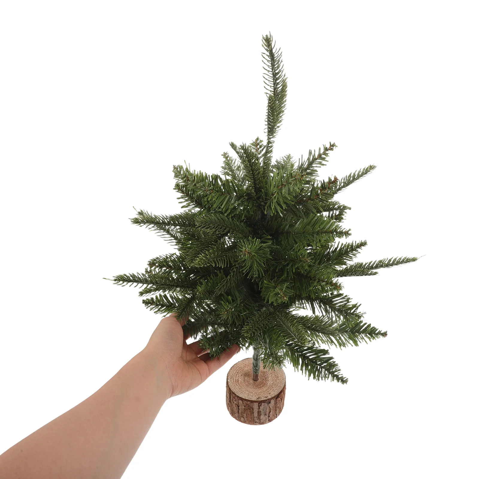 

45cm Tabletop Christmas Tree Artificial Pine Wood Base Holiday Party Table Centerpiece Small Xmas Tree Decoration