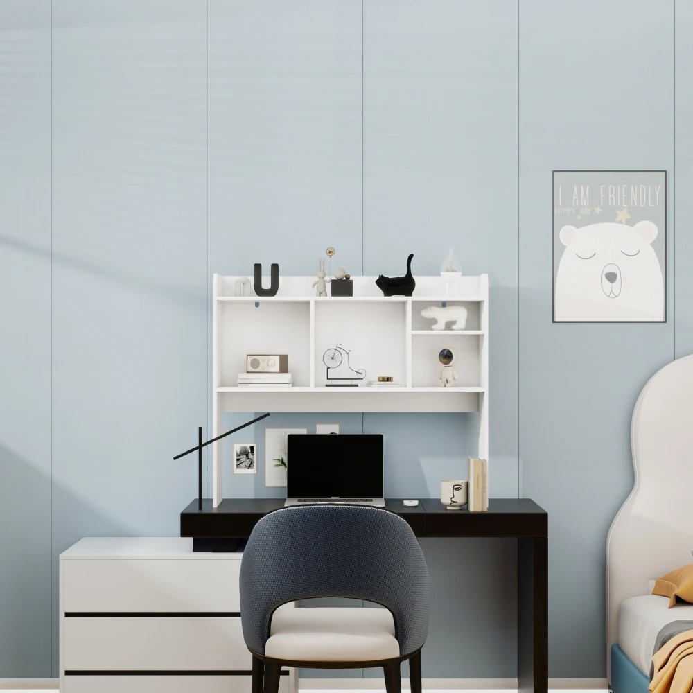 Desktop Bookshelf High-Capacity Wood Desk Hutch Organizer 5 Shelves Computer Desk Desktop Shelf Bookshelf Storage for Office