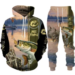 Fishing Art 3D Print HoodieSuit Men Hunter Women Camping kostium zabawna bluza zestaw odzieży sportowej