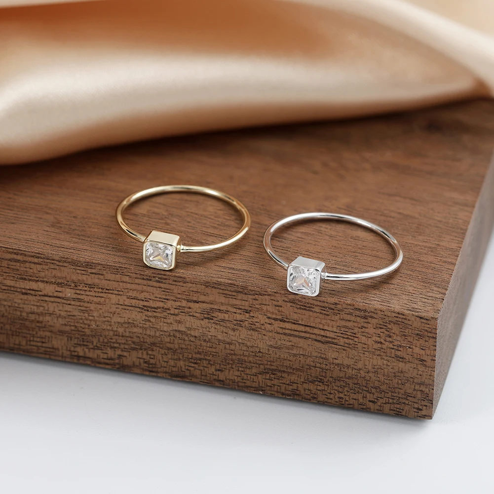 

KISS MANDY Минималистичные кольца на палец с кубическим цирконом 4 мм, простое серебро S925, женский шарм, кольцо с фианитом, аксессуар, ювелирные изделия APR36