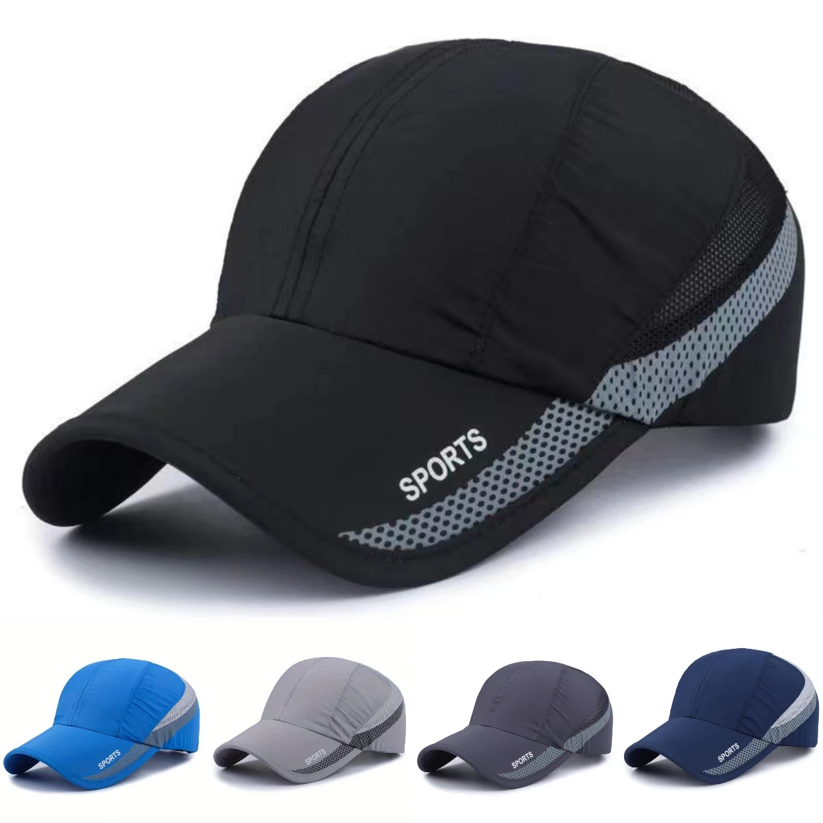 

Letter Side Mesh Baseball Cap Quick Dry Snapback Hat Outdoor Sport Sun Hat Cycling Hiking Travelling Unisex Dad Hat Solid Color