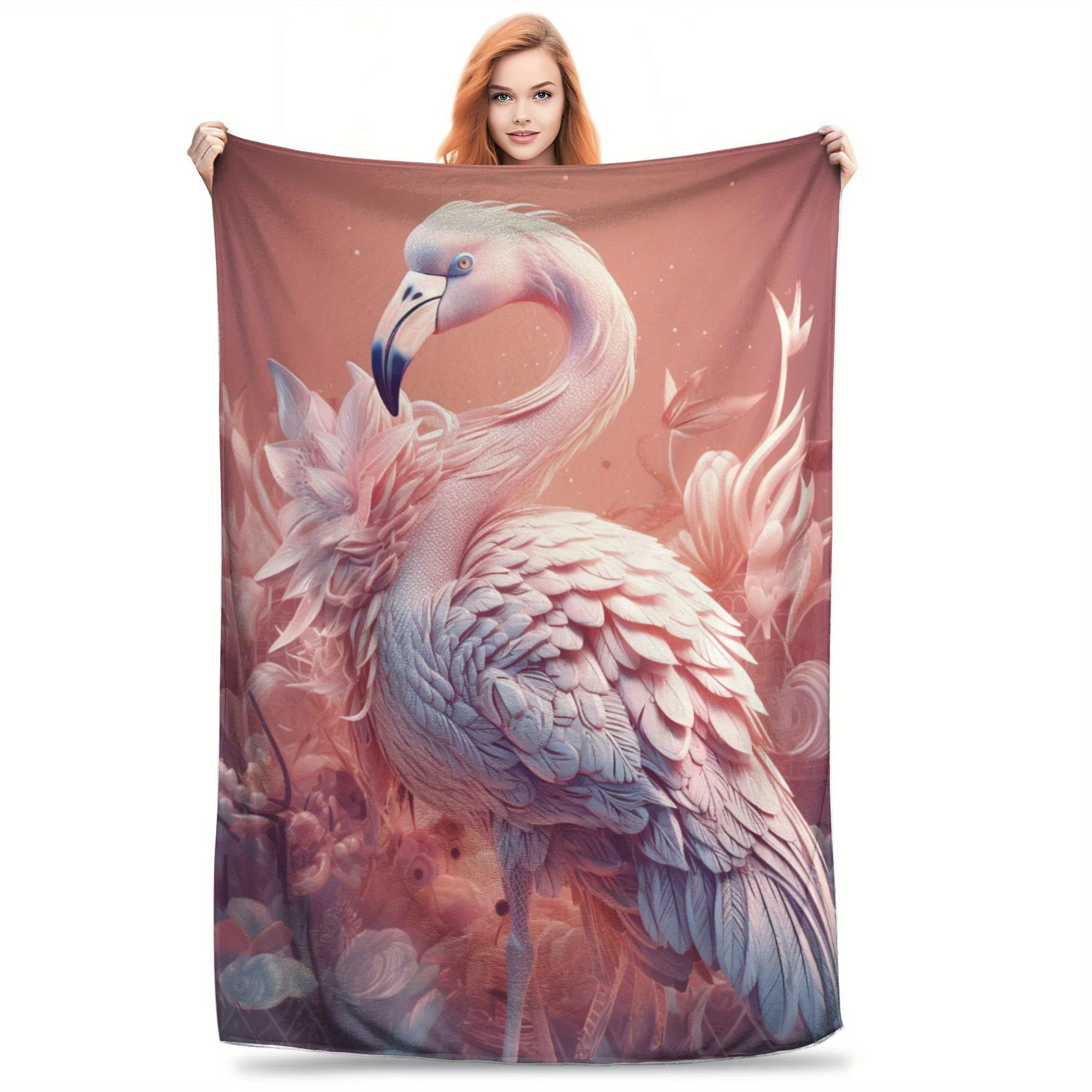 

Flamingo Paradise Flannel Throw Blanket Soft Pink Anime Design All Season Cozy Comfort for Tropical Home Decor Gift