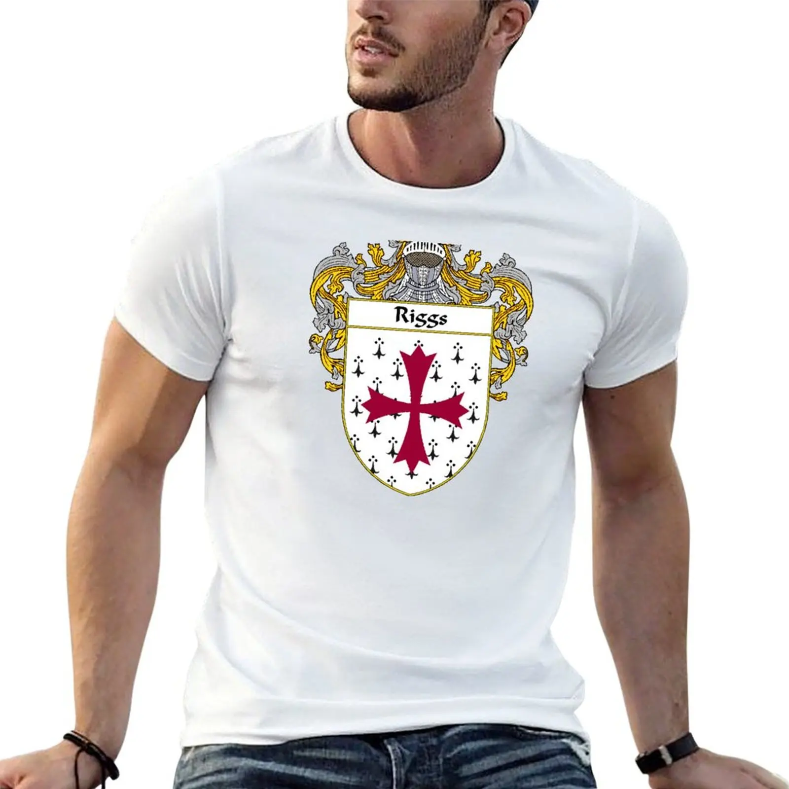 Riggs Coat of Arms / Riggs Family Crest T-Shirt Comfortable Basic Crew Neck Tee