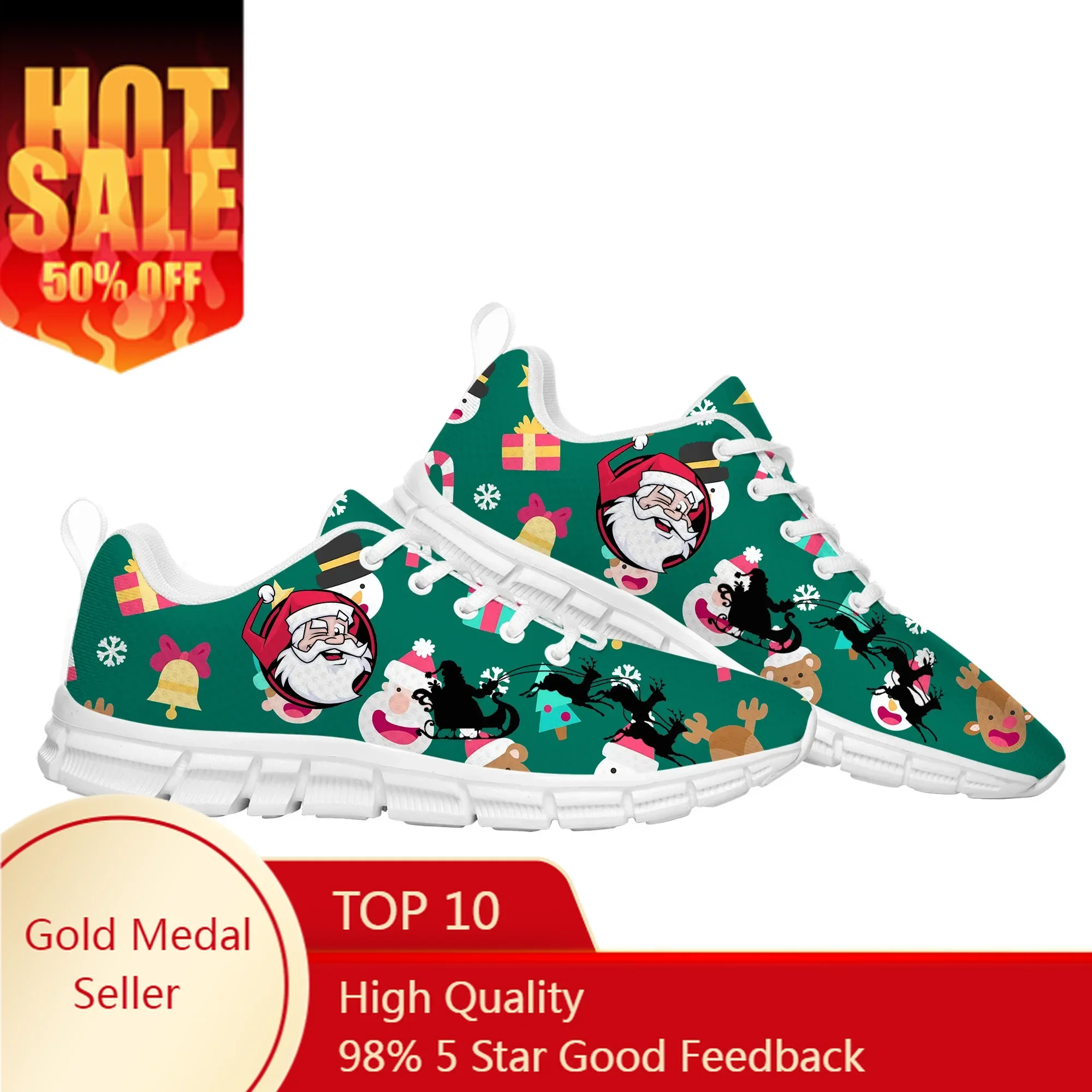 

Christmas Santa Claus Snowflakes Sports Shoes Mens Womens Teenager Kids Children Sneakers Couple Custom Made High Quality Shoe