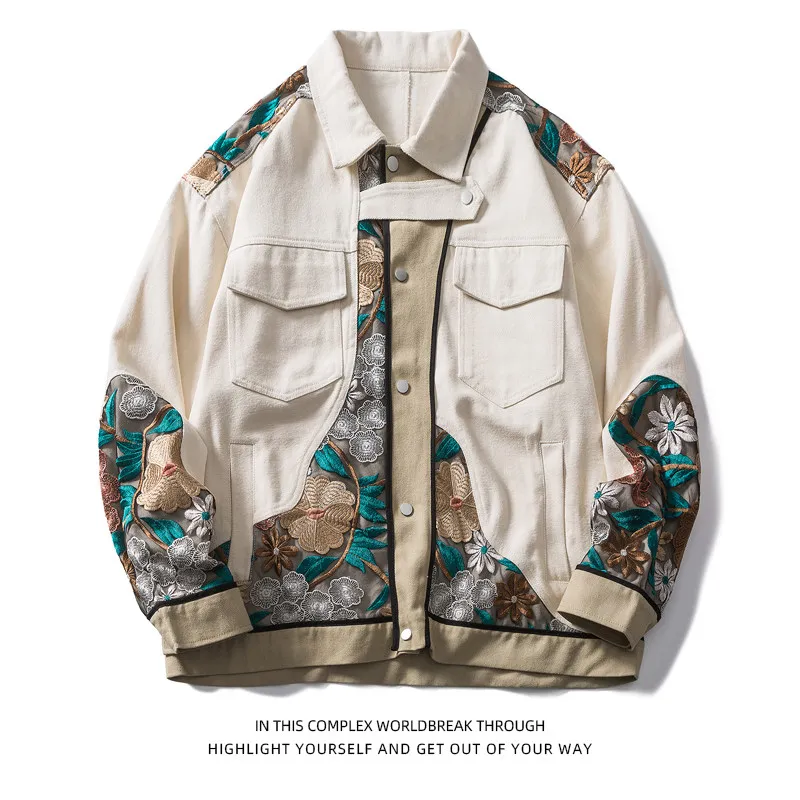 Asian Japanese Sukajan Style Embroidered Souvenir Jacket Outerwear Coat Youth New National Fashion Chinese for Men for Couples