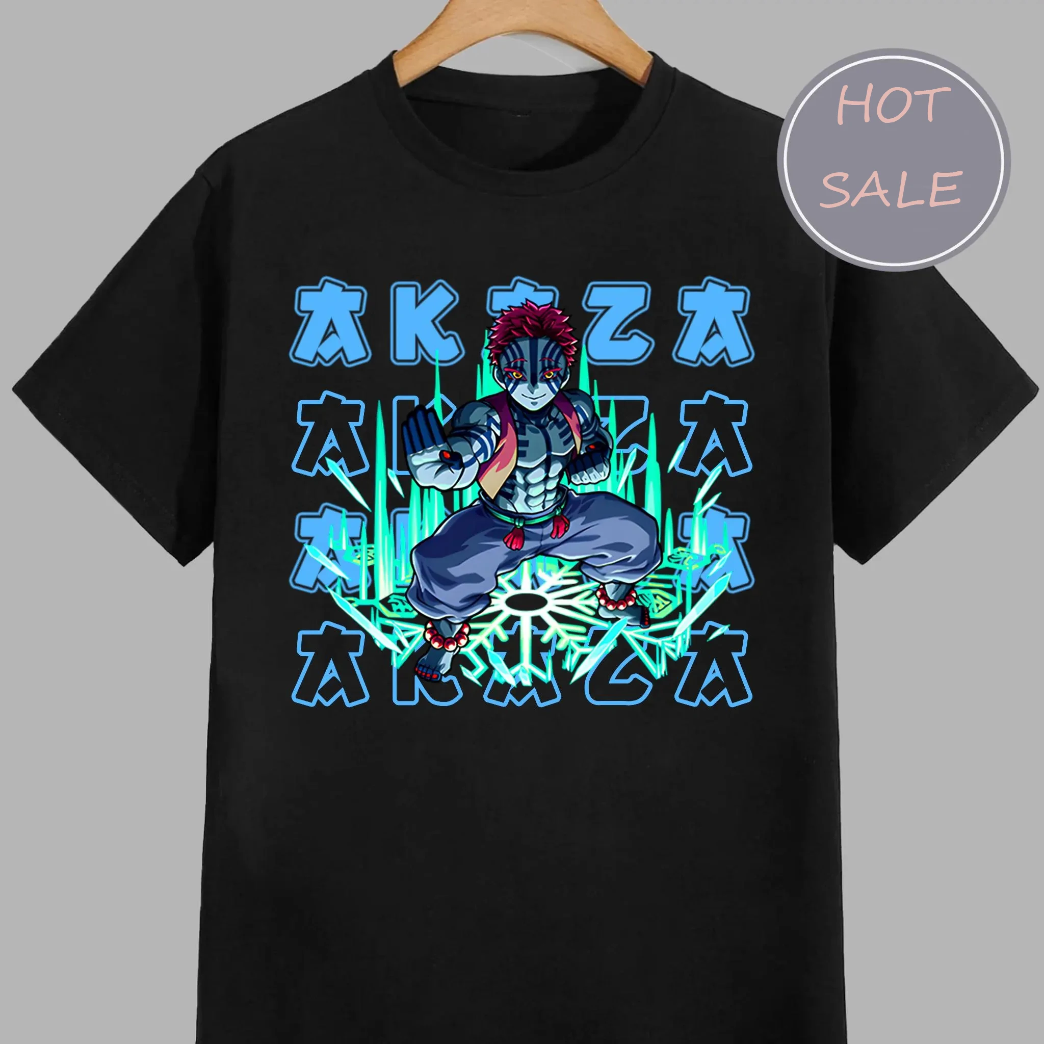 2026 Neujahr Akaza Anime T-Shirt Devil Killer Shirt Anime-Muster Sportbekleidung Anime T-Shirt Geschenk Herren T-Shirt
