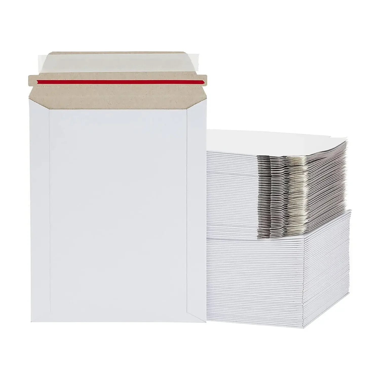 

12.75 x 15 Rigid Photo White Cardboard Mailer, Self-Seal Tear Tab-28pt 100 Pack