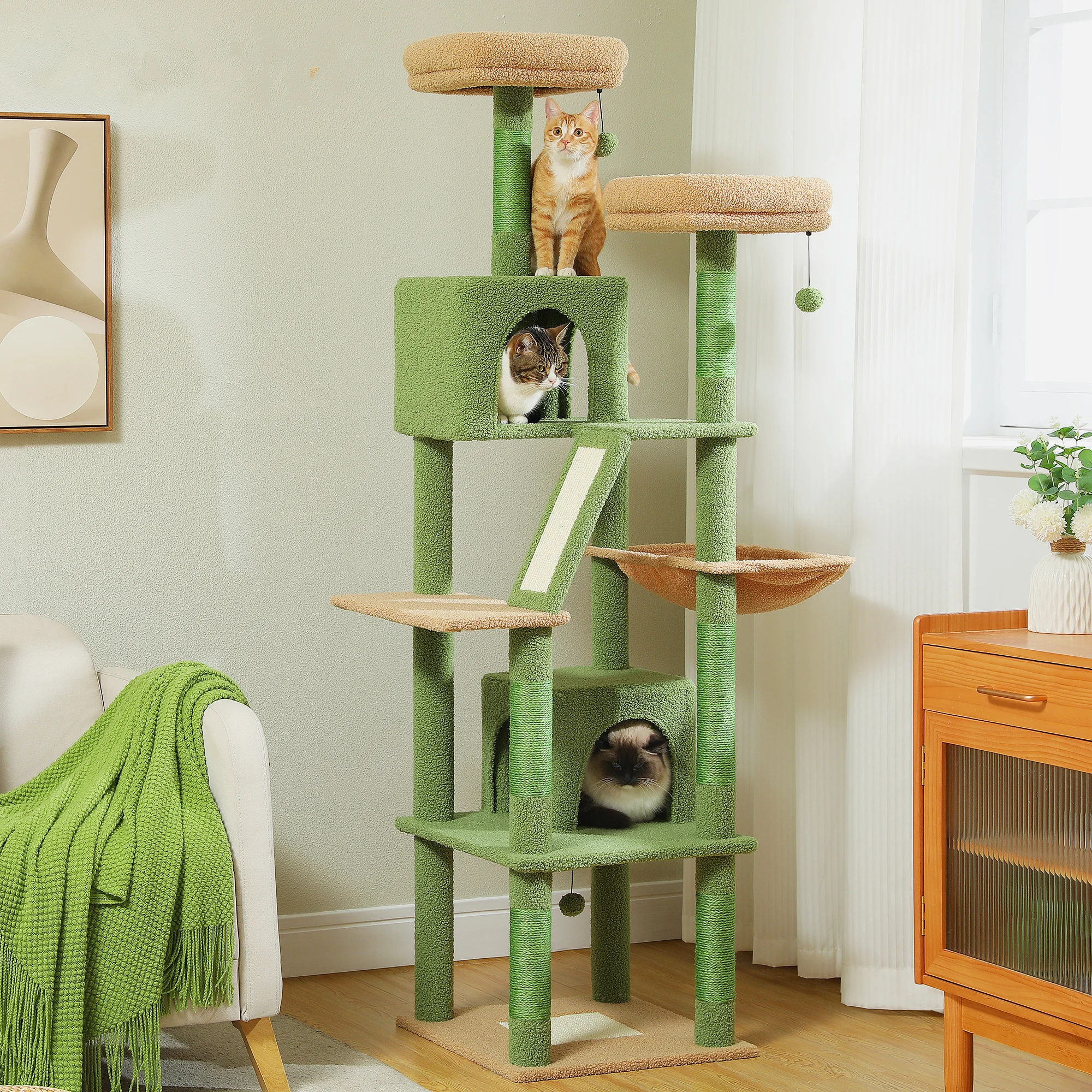 

Luxury Cat Tree with Scratching Post Large Cat Tower with Condo Hammock Scraper for Cats Scratcher Cat Accessories Pet Cat Toys