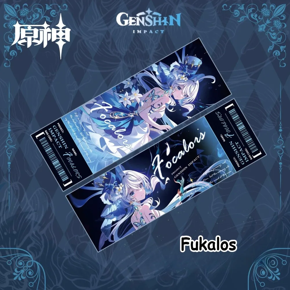 Genshin Impact Merchandise Six-Piece Set Fukaros Badge Keychain Laser Ticket Small Card Postcard Accessories Holiday Gift