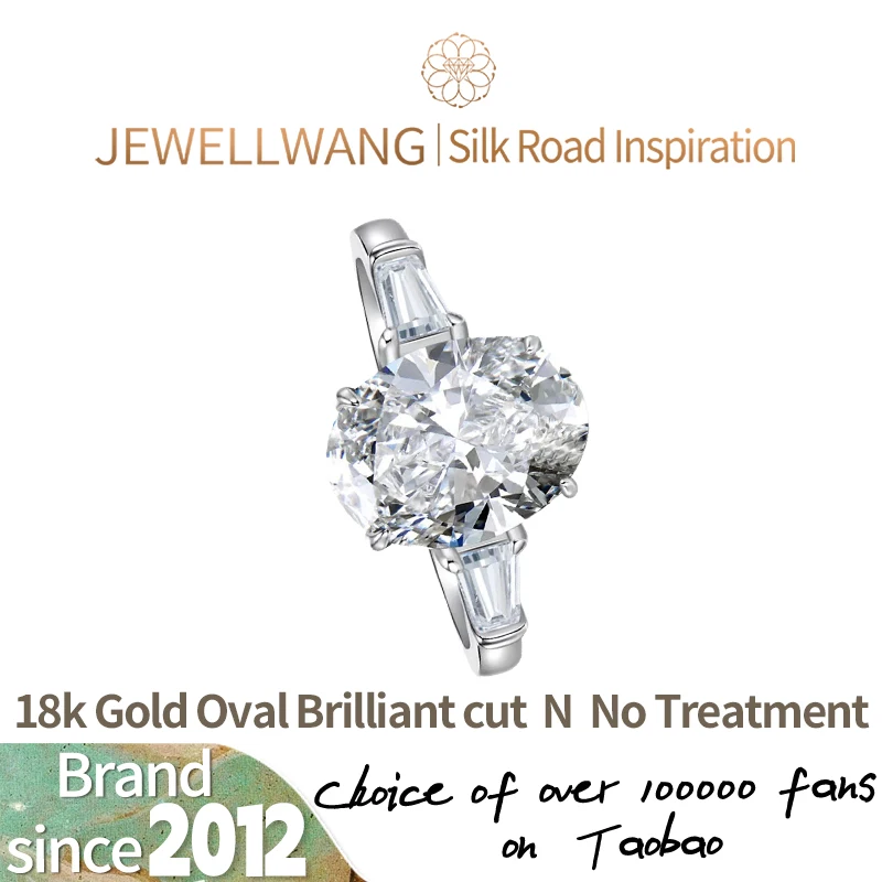 

JEWELLWANG Lab Grown Кольцо с тремя камнями Минималистичный элегантный овальный голубиное яйцо 3 карата Обручальное свадебное сверкающее подарок для женщин
