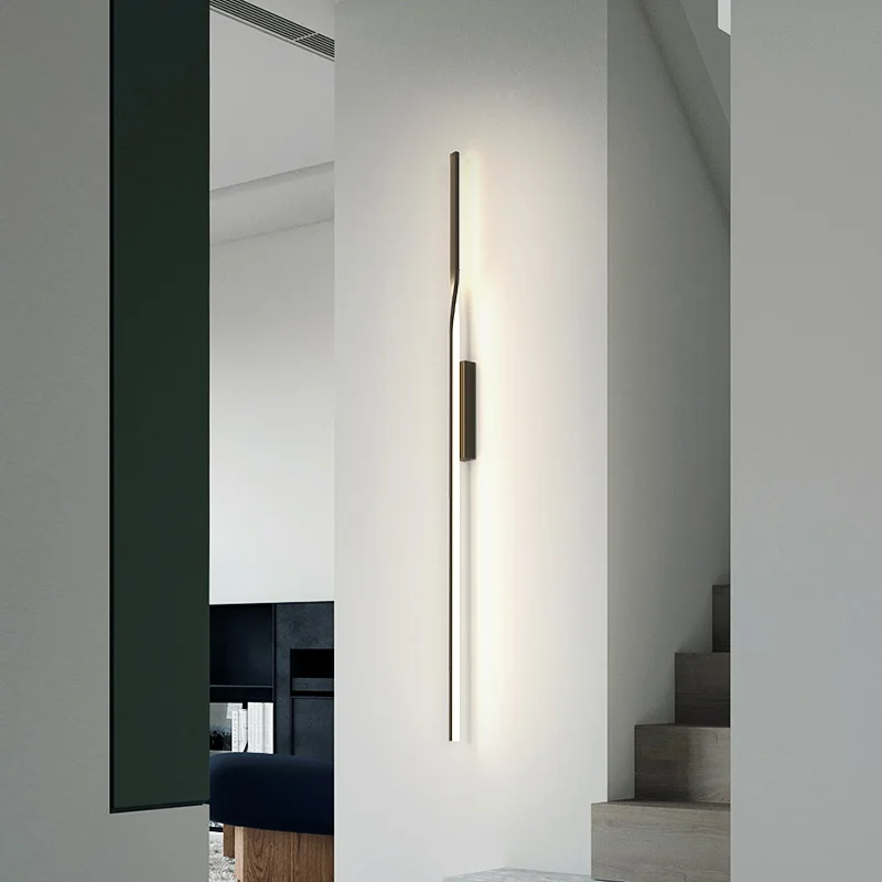 

Modern Long LED Wall Lights for Bedroom Room Background Decorate living Lamp Stairs Hotel Black Study Fixtures Hallway Sconce