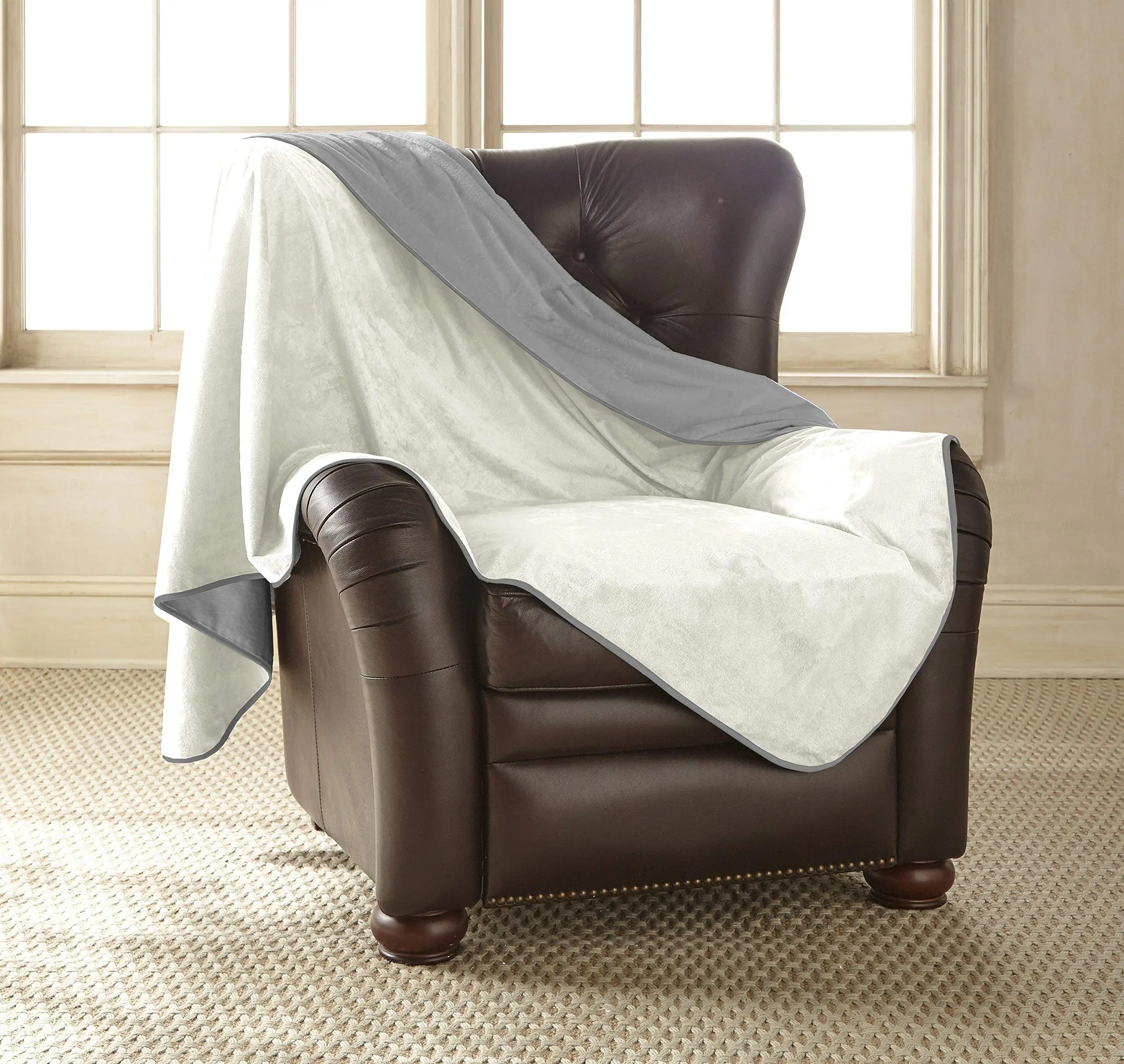 Silky Waterproof Throw Blanket for Pets & Incontinence – 70x90 Luxury Soft Reversible Washable Blanket to Protect