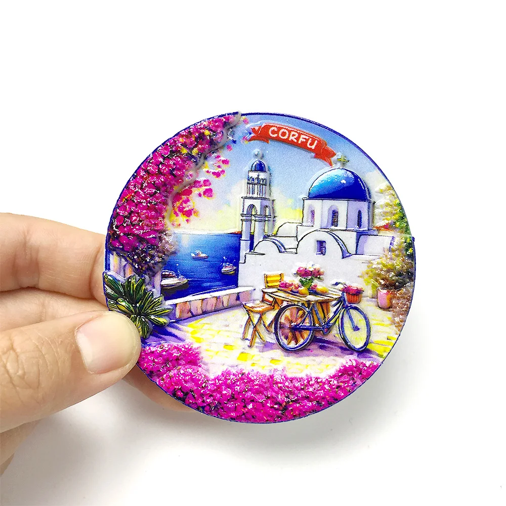

‌Greek Corfu Scenic Resin Fridge Magnet - Decorative Magnet - Home Travel Souvenir‌
