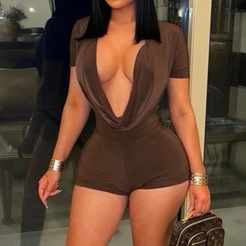 

Sexy V Neck Jumpsuits 2026 Fall Clothes Women Y2K Streetwear Elegant Luxury Bodycon Fashion One Piece Solid Jumpsuit