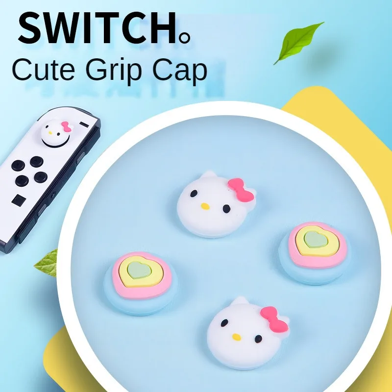 4pcs/set Sanrio Hello Kitty Joystick Cover Cartoon Anime Thumb Grip Caps for Nintendo Switch OLED Lite NS Silicone Accessories